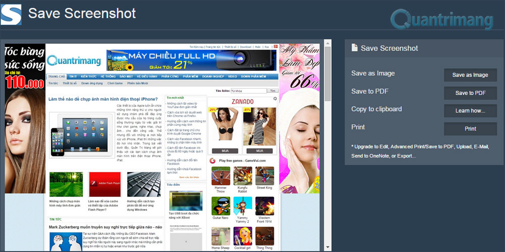 Cách chụp ảnh website trên Chrome và Firefox Các tùy chọn lưu ảnh chụp màn hình với Capture Webpage Screenshot