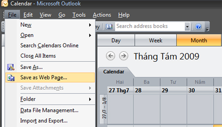 Sử dụng và chia sẻ Calendar trong Outlook 2007