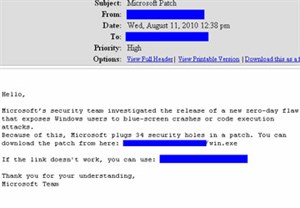  Phát hiện mã độc qua e-mail giả danh Microsoft 
