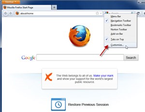 Mẹo bỏ hộp tìm kiếm trong Firefox