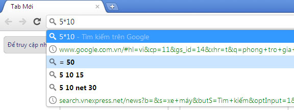 Những thủ thuật trên Google Chrome Omnibox