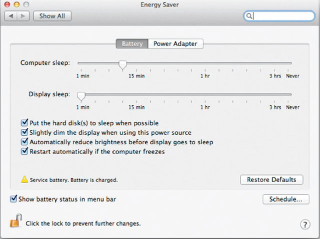 Tiết kiệm pin máy Mac chạy OS X Lion