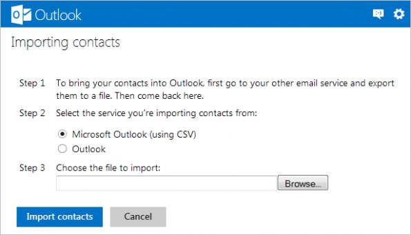 Bổ sung liên lạc vào Outlook.com Email