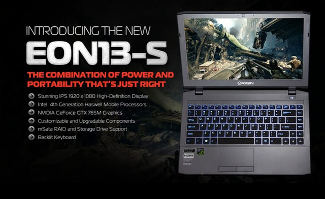 EON13-S Laptop chơi game giá mềm mới của Origin PC