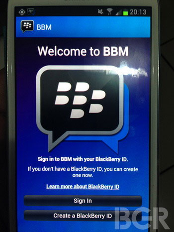 Hình ảnh BlackBerry Messenger cho Android Hé lộ hình ảnh BlackBerry Messenger cho Android