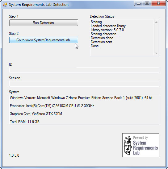 Công cụ System Requirements Lab Detection Kiểm tra sức mạnh của máy tính trước khi chơi Game