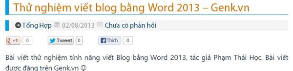 Viết Blog bằng Microsoft Word 2013