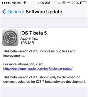 Đã có thể tải về iOS 7 beta 5