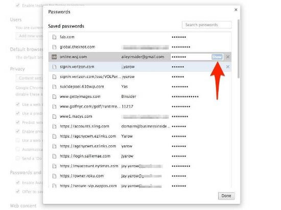 Chọn một trang web bất kỳ cà nhấn Show Mật khẩu Google Chrome bị lộ chỉ sau ba bước