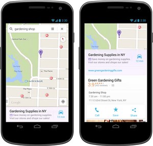 Google Maps đặt quảng cáo trong kết quả tìm kiếm trên ứng dụng di động