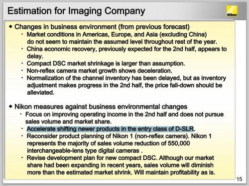 Phần tô xám cho thấy Nikon đang có chiến lược đẩy mạnh dòng DSLR phổ thông của hãng. Nikon có thể ra mắt mẫu DSLR phổ thông siêu gọn nhẹ