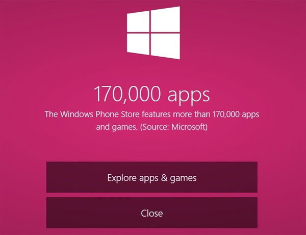 Windows Phone Store cán mốc 170.000 ứng dụng
