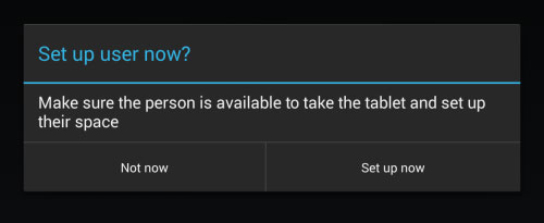 Chạm vào nút Set up now để thiết lập hồ sơ khách. Chia sẻ tablet Android và giữ gìn sự riêng tư