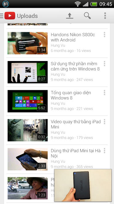 Upload video YouTube trên Android hỗ trợ vừa duyệt video vừa xem