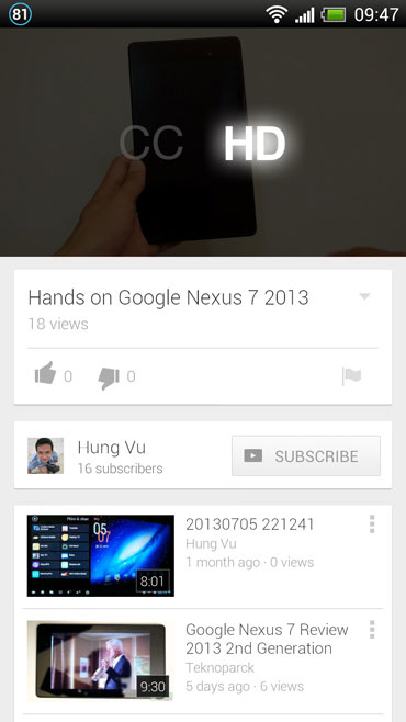 Xem ở chế độ HD YouTube trên Android hỗ trợ vừa duyệt video vừa xem