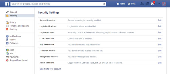 Đảm bảo rằng tính năng Secure Browsing/Duyệt bảo mật đã được kích hoạt. Cách "đóng băng" dữ liệu nhạy cảm trên Facebook