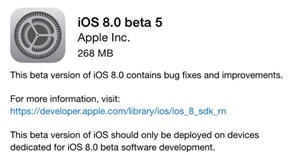 Apple tung phiên bản thử nghiệm iOS 8 Beta 5