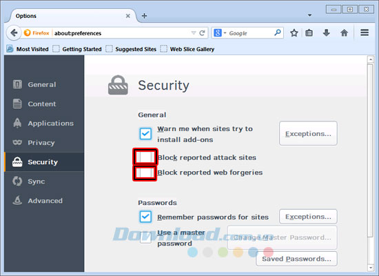 Không cho Firefox gửi tập tin tải xuống tới Google