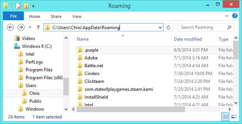 Thư mục AppData Thiết lập trở lại mặc định cho ứng dụng trên Windows