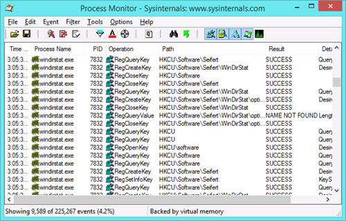 Bên trong Process Monitor Thiết lập trở lại mặc định cho ứng dụng trên Windows