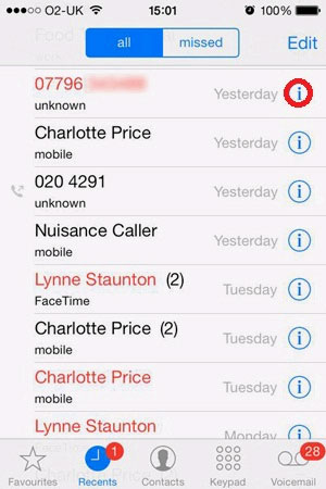 Tìm số điện thoại muốn chặn trên iPhone chạy iOS 7 Hướng dẫn cách chặn cuộc gọi trên iPhone chạy iOS 7