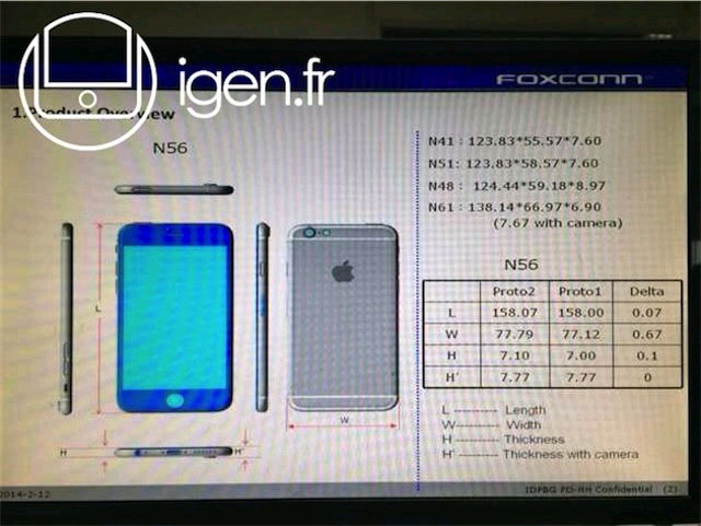 Sơ đồ thiết kế của iPhone 6 Lộ sạch sẽ số đo hoàn chỉnh của iPhone 6