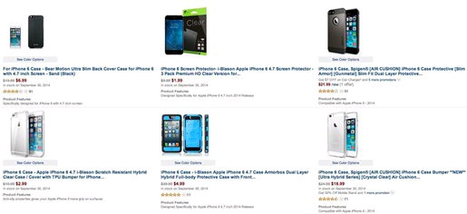 Vỏ case cho iPhone 6 tràn ngập trên Amazon