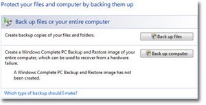Backup dữ liệu trong Windows Vista