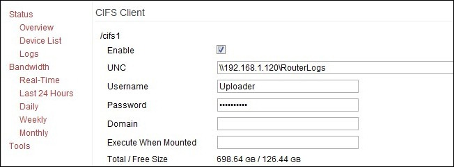 Chế độ Client CIFS của Tomato
