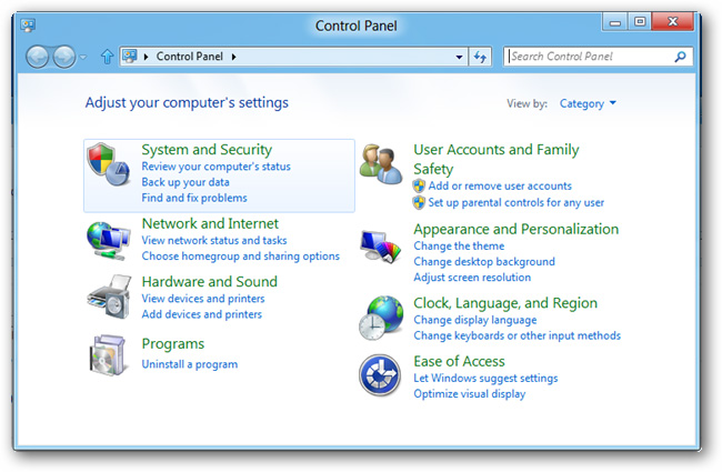 Chọn System and Security