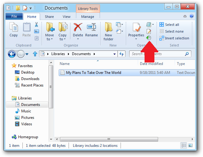 Nhấn nút File History