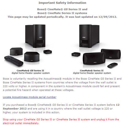 Bose thu hồi loa gấp vì gặp lỗi linh kiện