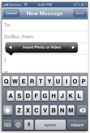 Cách chèn ảnh/video vào Mail trong iOS 6 
