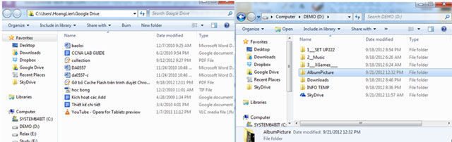 Đồng hộ hóa thư mục trên máy tính với Google Drive, Skydrive và Dropbox