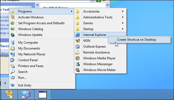 Chọn "Create Shortcut on Desktop" Sử dụng chế độ Windows XP Mode trên Windows 8