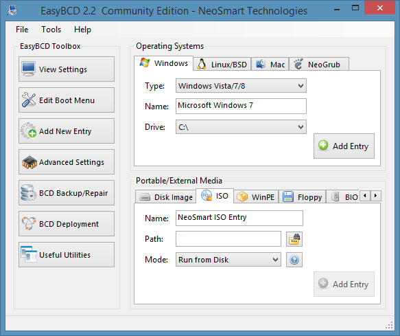 Tại dòng "Portable/External Media", bạn nhấn chọn tab "ISO". Hướng dẫn thiết lập Boot từ tập tin ISO cho máy tính