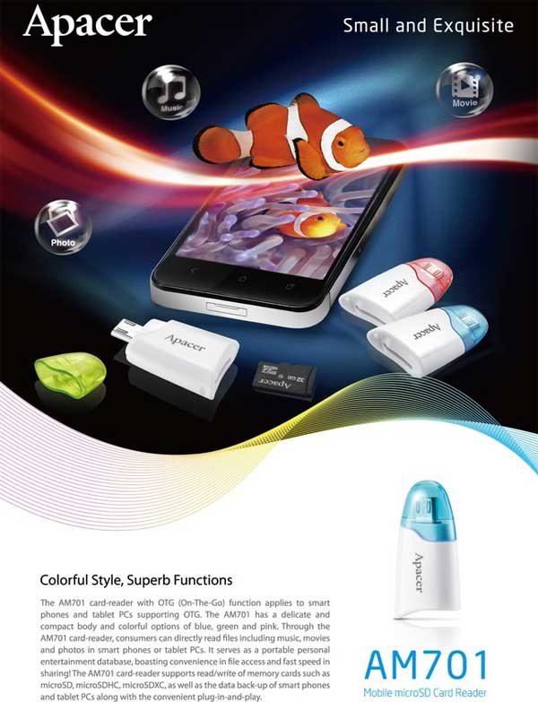 Apacer tung ra đầu đọc thẻ nhớ AM701 đa năng