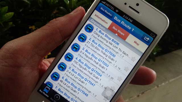 Tìm đường đi xe buýt trên điện thoại