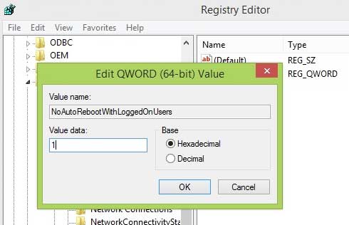 Nhấn đôi vào nó và đặt giá trị là "1" ở dòng Value data. Kết thúc, nhấn OK để lưu lại. Tắt tính năng tự động khởi động lại trên Windows 7/8/8.1