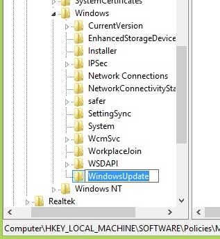 Hãy đặt tên cho khóa này là "WindowsUpdate". Tắt tính năng tự động khởi động lại trên Windows 7/8/8.1