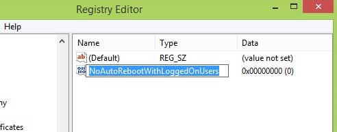 Đặt tên cho hàm này là "NoAutoRebootWithLoggedOnUsers". Tắt tính năng tự động khởi động lại trên Windows 7/8/8.1
