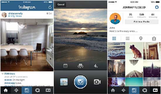 Instagram mới có giao diện chưa thống nhất theo hướng iOS 7.  Instagram cập nhật giao diện phẳng như iOS 7