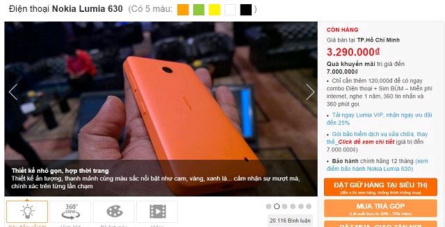 Giá bán Nokia Lumia 630 Nokia Lumia 630 được giảm giá bán