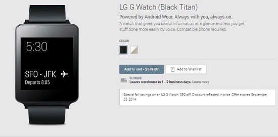 LG G Watch LG giảm giá G Watch xuống còn 179 USD