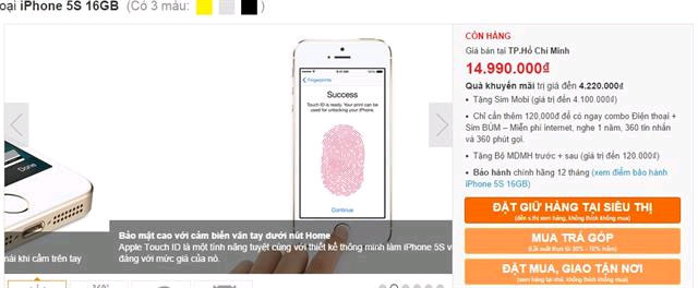 iPhone 5S tiếp tục giảm giá mạnh chào đón iPhone 6