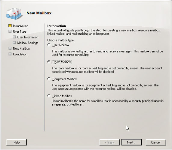 Hình 1: Chọn loại mailbox sẽ được tạo
