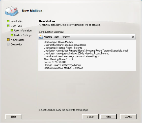 Hình 4: Các tham số sẽ được sử dụng trong việc tạo resource mailbox mới