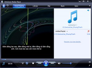 Ghi lời bài hát ra cửa sổ Windows Media Player