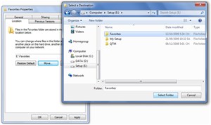 Thay đổi vị trí thư mục Favorites trong Windows Vista/XP/2000