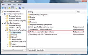Vô hiệu hóa Control Panel trong Vista